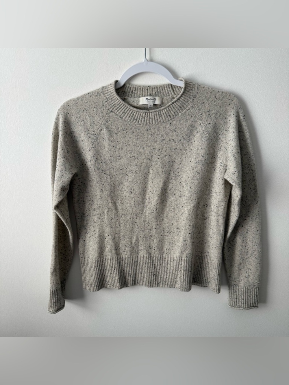 Madewell Speckled 100% Cashmere Crewneck Sweater Minimalist Size XS Relaxed